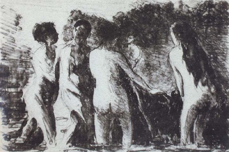 Camille Pissarro Line of bathers oil painting image
